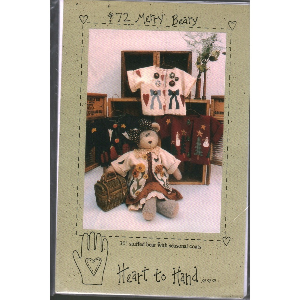 Heart to Hand Merry Beary Sewing Pattern 72 Kathi‎ Campbell 30 Inch Stuffed Bear